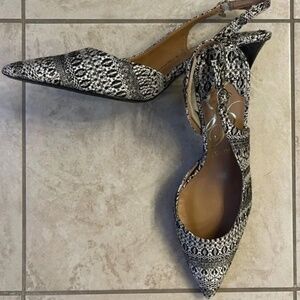 J. Reneé Metallic Baroque Fabric "Lacee" Slingback Heels